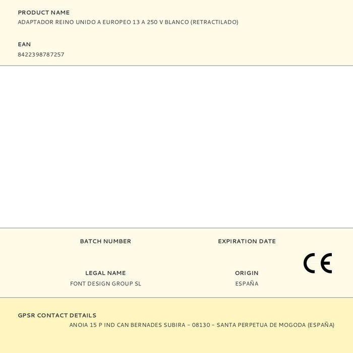BF Adaptador de Enchufe Reino Unido a Europa 13A 250V Blanco Retráctil