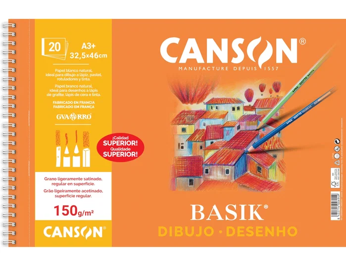 Canson Bloc Dibujo Basik DIN A3 32.5x46 cm 20 Hojas 150 gr/m2