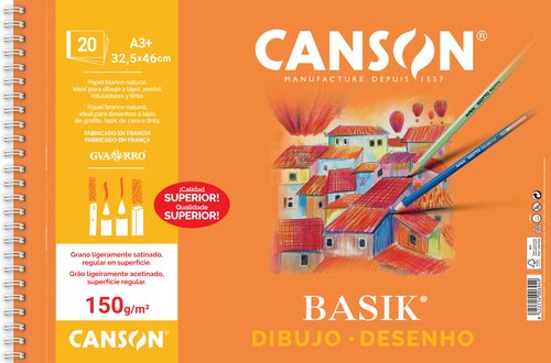 Canson Bloc de Dibujo Basik A3+ de 20 Hojas de 150 g/m²