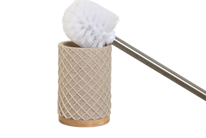 DKD Home Decor Escobillero de Resina y Bambú Beige y Plateado 9x9x37 cm DKD Home Decor Escobillero de Resina y Bambú Beige y Plateado 9x9x37 cm