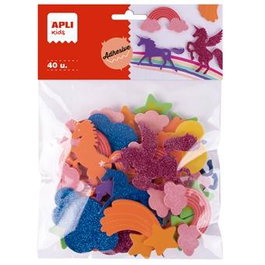 Apli Formas de Goma Eva Adhesiva, Diseño Unicornios, Bolsa 40 Unidades, Surtidos, +4 Años