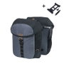 Basil Miles Alforjas Unisex para Bicicleta, Doble Bolsa, Impermeable IPX3, 34L, Gris/Negro, Instalación Portaequipajes con MIK