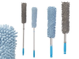 Arte Regal Plumero de Microfibra Grande y Extensible para Polvo, Mango de Acero Inoxidable y Plástico, Colores Azul y Gris, Dimensiones 0.5x8.5x8.5 cm (Set de 12)
