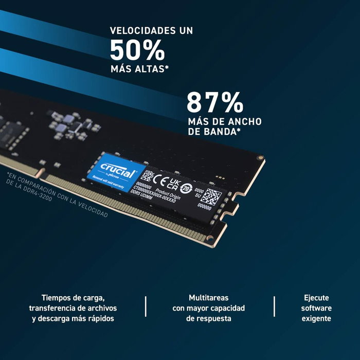 Crucial Kit de Memoria RAM DDR5 32 GB (2 x 16 GB) 4800 MHz CL40 CT2K16G48C40U5 Crucial Kit de Memoria RAM DDR5 32 GB (2 x 16 GB) 4800 MHz CL40 CT2K16G48C40U5
