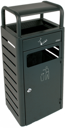 PROBBAX - AT-1271-DGRY - Cenicero de suelo para exterior con papelera - 33 x 28 x 89,5 cm - Cenicero 2,3L y papelera 20L - Gris oscuro