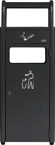 PROBBAX - AT-1271-DGRY - Cenicero de suelo para exterior con papelera - 33 x 28 x 89,5 cm - Cenicero 2,3L y papelera 20L - Gris oscuro