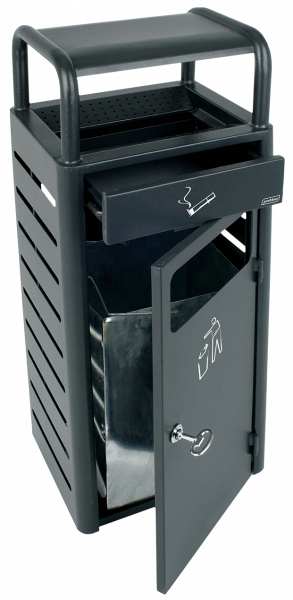 PROBBAX - AT-1271-DGRY - Cenicero de suelo para exterior con papelera - 33 x 28 x 89,5 cm - Cenicero 2,3L y papelera 20L - Gris oscuro