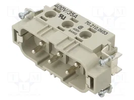 WIELAND Conector Industrial HDC Serie 70 de 6 Pines, 35A