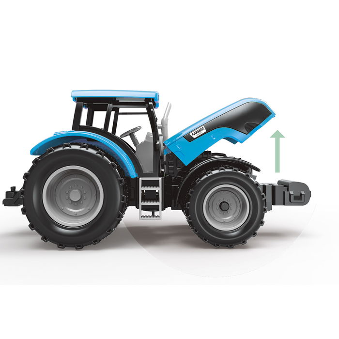 Tachan Tractor Azul Con Remolque 1:32 T0105 Fricción Luz Y Sonido