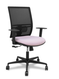 PIQUERAS Y CRESPO Silla de oficina Yunquera con mecanismo Sincro, Malla Negra y Asiento Rosa