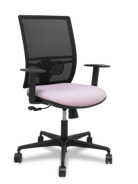 PIQUERAS Y CRESPO Silla de oficina Yunquera con mecanismo Sincro, Malla Negra y Asiento Rosa PIQUERAS Y CRESPO Silla de oficina Yunquera con mecanismo Sincro, Malla Negra y Asiento Rosa