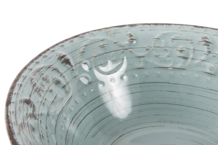 DKD Home Decor Ensaladera de Gres con Relieve Azul