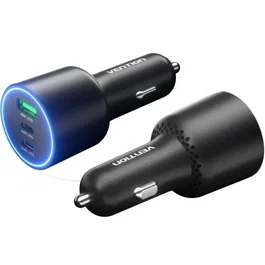 Vention Cargador de Coche 100W FFQB0, 3 Puertos (2 USB-C + 1 USB-A), 65W+30W+18W, PD 3.0 QC 3.0, Negro