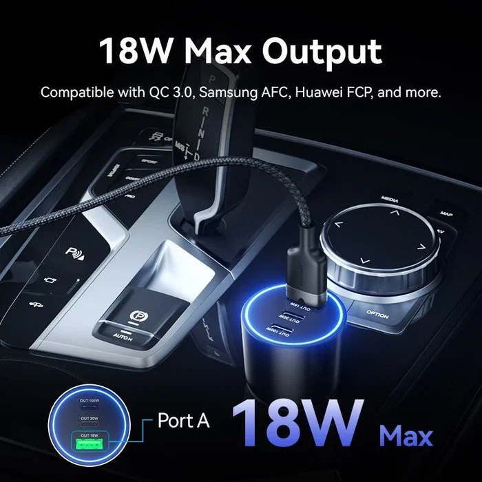 Vention Cargador de Coche FFQB0 100W con 2x USB-C y 1x USB-A, Negro Vention Cargador de Coche FFQB0 100W con 2x USB-C y 1x USB-A, Negro