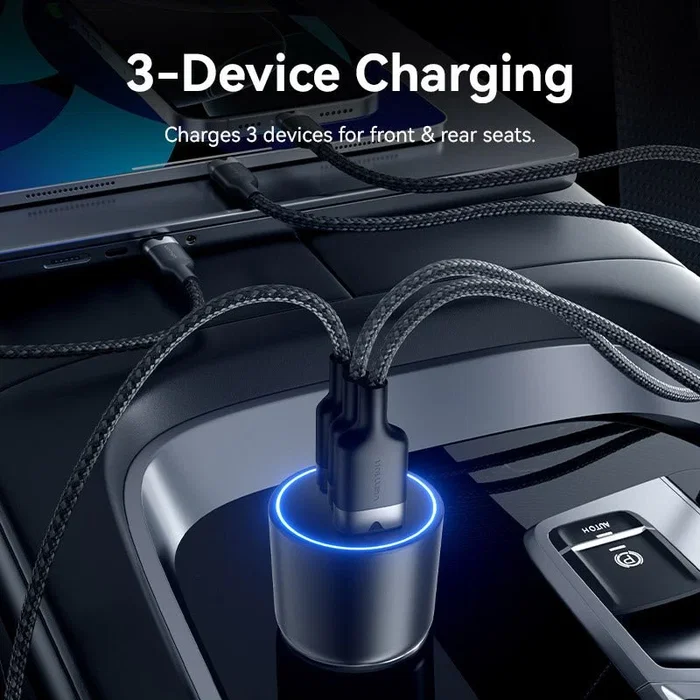 Vention Cargador de Coche FFQB0 100W con 2x USB-C y 1x USB-A, Negro Vention Cargador de Coche FFQB0 100W con 2x USB-C y 1x USB-A, Negro