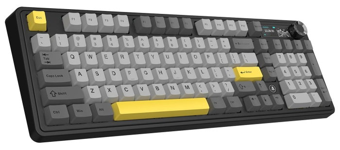 Ajazz AK980 V2 Teclado Mecánico Inalámbrico con Gift Switch V2 y Pantalla, Negro y Gris