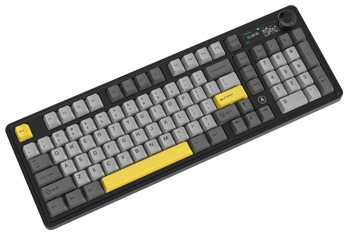 Ajazz AK980 V2 Teclado Mecánico Inalámbrico con Gift Switch V2 y Pantalla, Negro y Gris