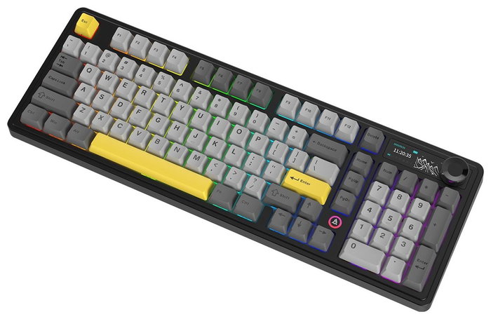 Ajazz AK980 V2 Teclado Mecánico Inalámbrico con Gift Switch V2 y Pantalla, Negro y Gris