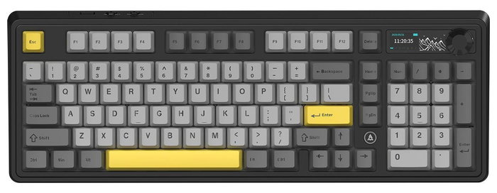 Ajazz AK980 V2 Teclado Mecánico Inalámbrico con Gift Switch V2 y Pantalla, Negro y Gris