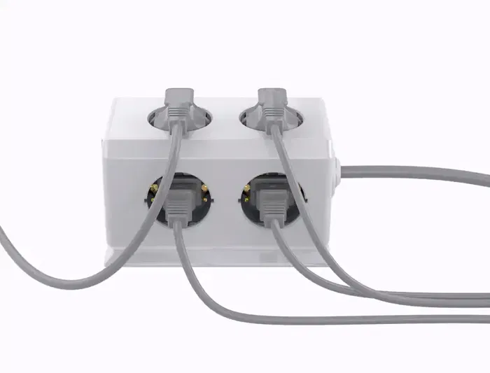 Q-connect Regleta de Enchufe Multiple 10 en 1 con Cable 1.4 m, 6 Tomas de Corriente + 3 Puertos USB + 1 Puerto USB-C, 140 x 76 x 87 mm, CE, ROHS, 250V/16A