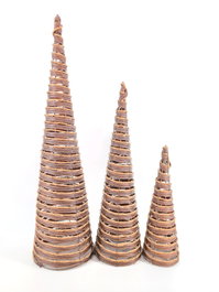 DKD Home Decor Set de 3 Conos de Ratán con LED 20x20x80 cm Natural