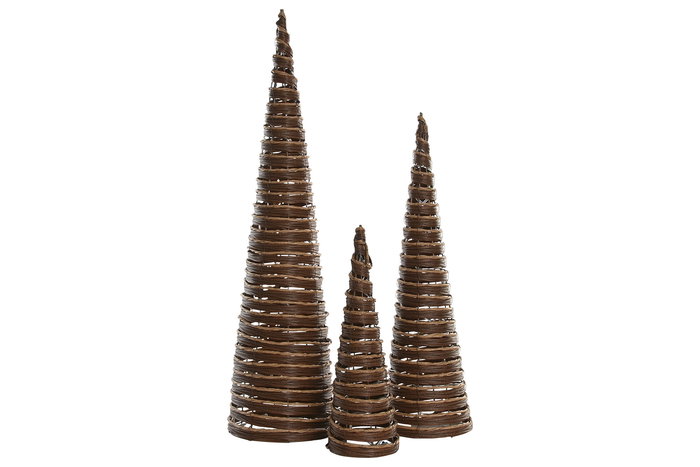 DKD Home Decor Cono Navidad 20 x 80 x 20 cm Set de 3 (2 Unidades) Ratán Natural LED DKD Home Decor Cono Navidad 20 x 80 x 20 cm Set de 3 (2 Unidades) Ratán Natural LED