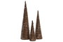 DKD Home Decor Cono Navidad 20 x 80 x 20 cm Set de 3 (2 Unidades) Ratán Natural LED