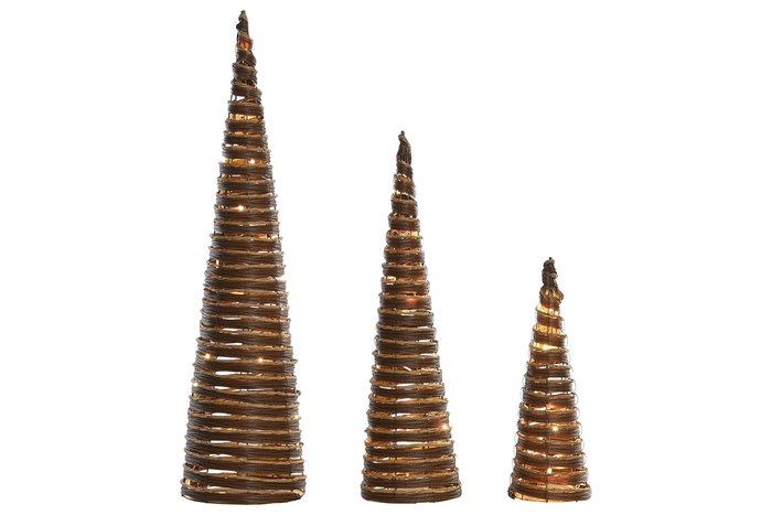 DKD Home Decor Cono Navidad 20 x 80 x 20 cm Set de 3 (2 Unidades) Ratán Natural LED DKD Home Decor Cono Navidad 20 x 80 x 20 cm Set de 3 (2 Unidades) Ratán Natural LED