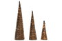 DKD Home Decor Cono Navidad 20 x 80 x 20 cm Set de 3 (2 Unidades) Ratán Natural LED