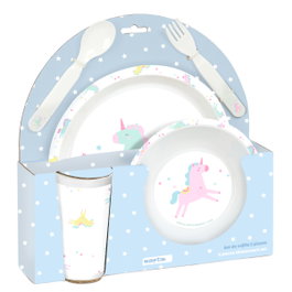 Safta Set de Platos, Cubiertos y Vaso Preescolar Unicornio