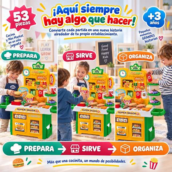 Jugatoys - jugahome Mini Market Food con accesorios 50x20x38cm