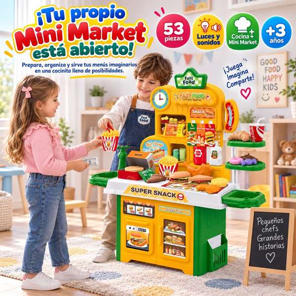 Jugatoys - jugahome Mini Market Food con accesorios 50x20x38cm