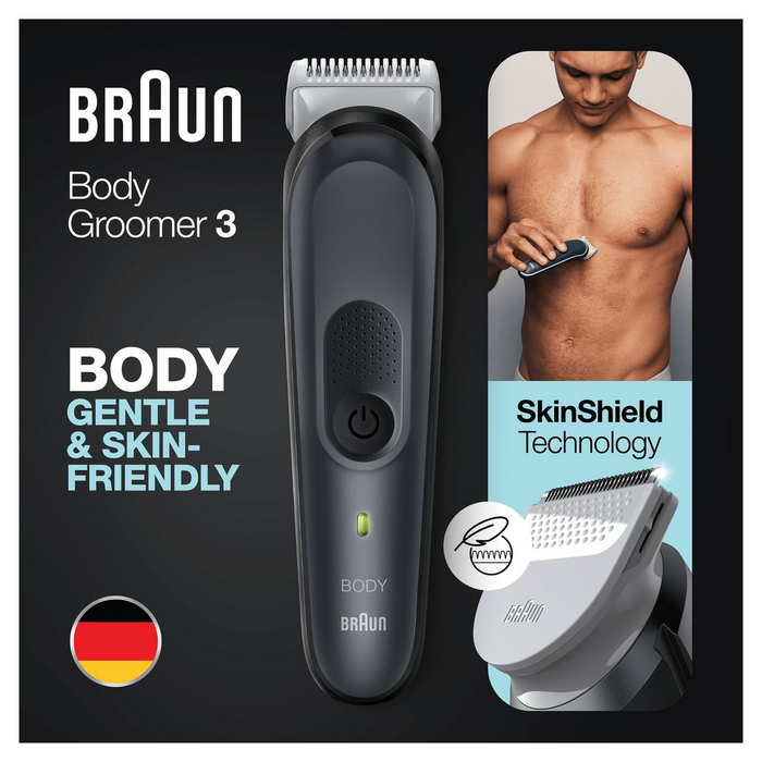 Braun BodyGroomer 3 BG3340 SkinShield Negro/Gris