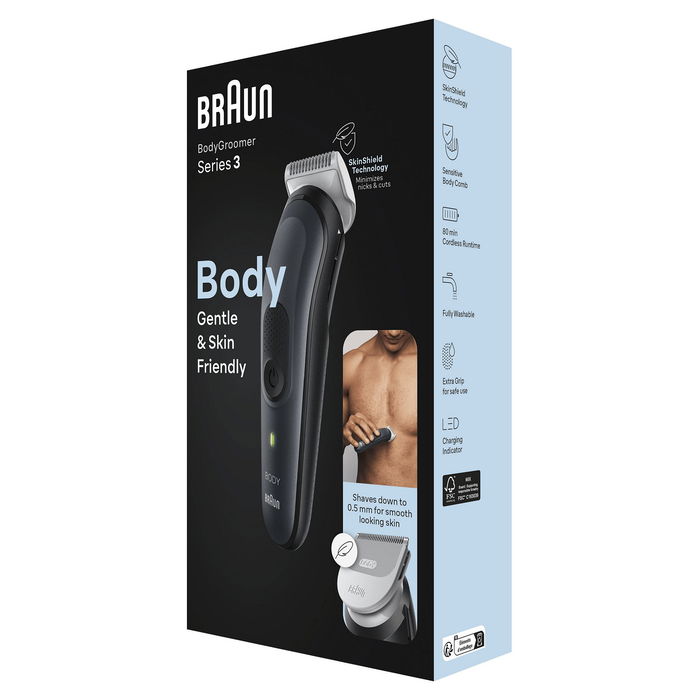Braun BodyGroomer 3 BG3340 Recortador Corporal y Cortapelos para Barba y Vello Corporal