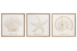 DKD Home Decor Cuadro MDF 40x40 con detalles de concha (Surtido de 3 unidades)