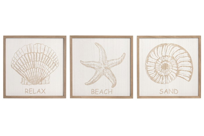 DKD Home Decor Cuadro MDF 40x40 con detalles de concha (Surtido de 3 unidades) DKD Home Decor Cuadro MDF 40x40 con detalles de concha (Surtido de 3 unidades)