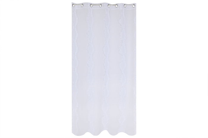 DKD Home Decor Cortina Boho Blanco 260 x 140 cm (2 Unidades) Poliester con 8 Anillas