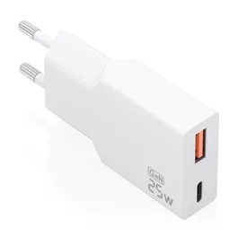 AISENS Cargador Ultra Delgado GaN 25W USB-C y USB-A Blanco