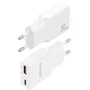 Aisens Cargador Pared GaN 25W A110-1000, Ultra Delgado, USB-C PD3.0 QC4.0 + USB-A QC3.0, Carga Rápida Múltiple, Blanco