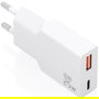 Aisens Cargador Pared GaN 25W A110-1000, Ultra Delgado, USB-C PD3.0 QC4.0 + USB-A QC3.0, Carga Rápida Múltiple, Blanco