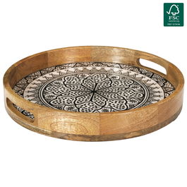 Home Deco Factory Bandeja Dune Negra Mirage Madera 35 cm