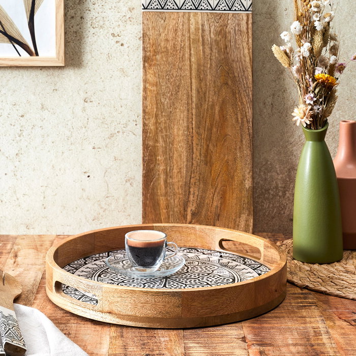 Home Deco Factory Bandeja Dune Negra Mirage Madera 35 cm Home Deco Factory Bandeja Dune Negra Mirage Madera 35 cm