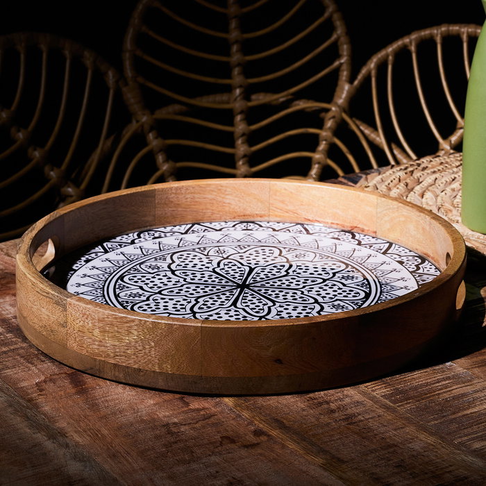 Home Deco Factory Bandeja Dune Negra Mirage Madera 35 cm Home Deco Factory Bandeja Dune Negra Mirage Madera 35 cm