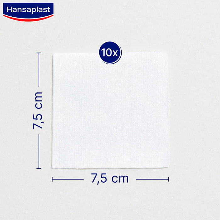 Hansaplast Compresas Estériles Gasas Suaves 7.5 x 7.5 cm para Primeros Auxilios Heridas 10 unidades