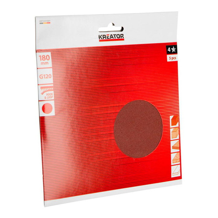 Kreator Disco de lija Ø180 mm grano 120, pack de 5 uds