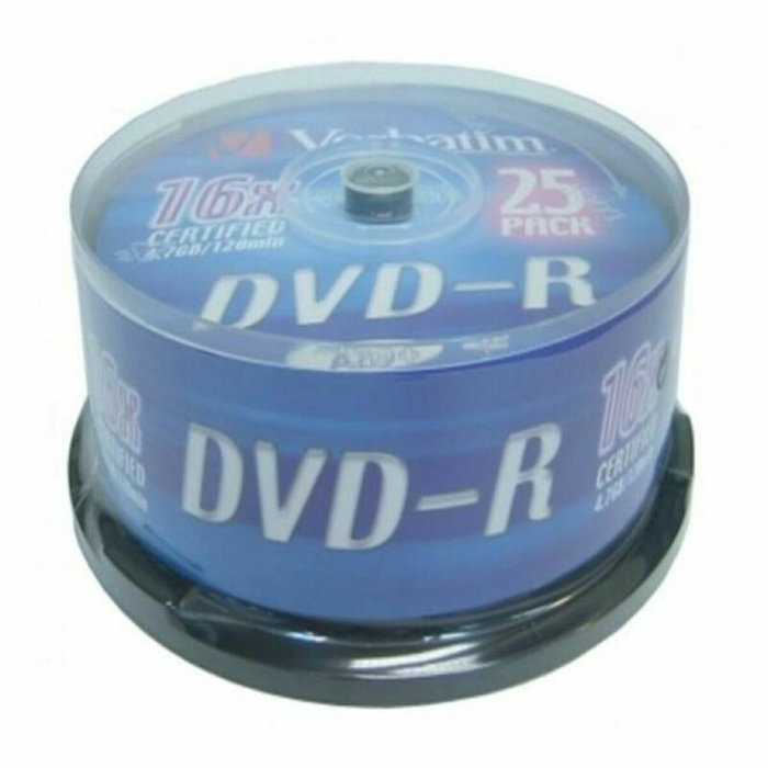 Verbatim DVD-R 4,7 GB 16x Tarrina de 25 unidades Plata mate