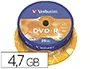 Verbatim DVD-R Capacidad 4.7GB Velocidad 16x 120 Min Tarrina de 25 Unidades