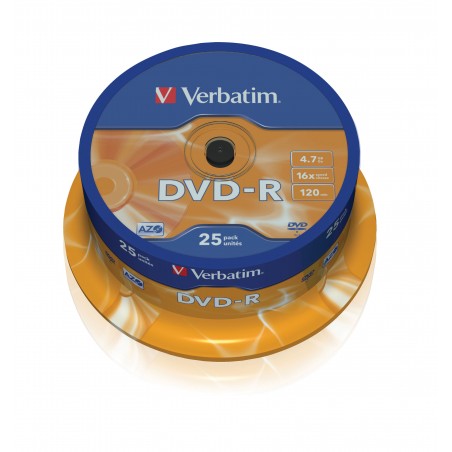 Verbatim DVD-R 4,7 GB 16x Tarrina de 25 unidades Plata mate