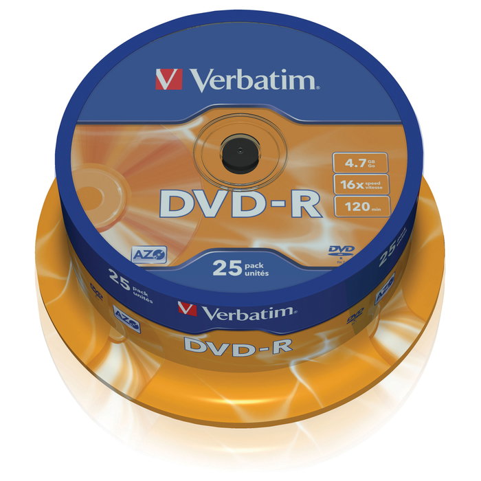 Verbatim DVD-R 4,7 GB 16x Tarrina de 25 unidades Plata mate