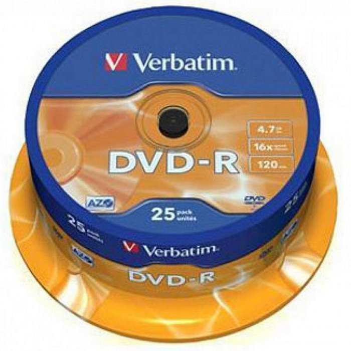 Verbatim DVD-R 4,7 GB 16x Tarrina de 25 unidades Plata mate